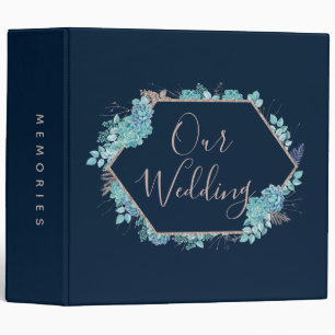 Classeur Succulents de la Marine et Rose Gold Mariage Album