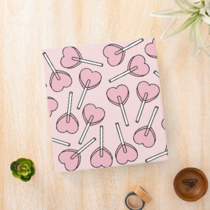 Classeur Sucettes roses, sucettes en forme de cœur, motif d