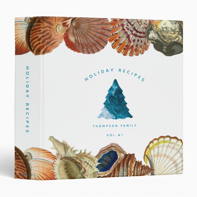 Classeur Summer Christmas Beach Seashell Recettes de vacanc (Devant/Côté)