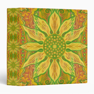 Classeur Sun Flower bohème floral art jaune vert orange