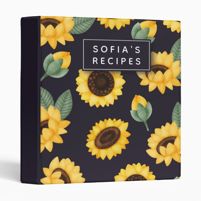 Classeur Sunflower Blank propre livre de cuisine Recette pe (Devant/Côté)