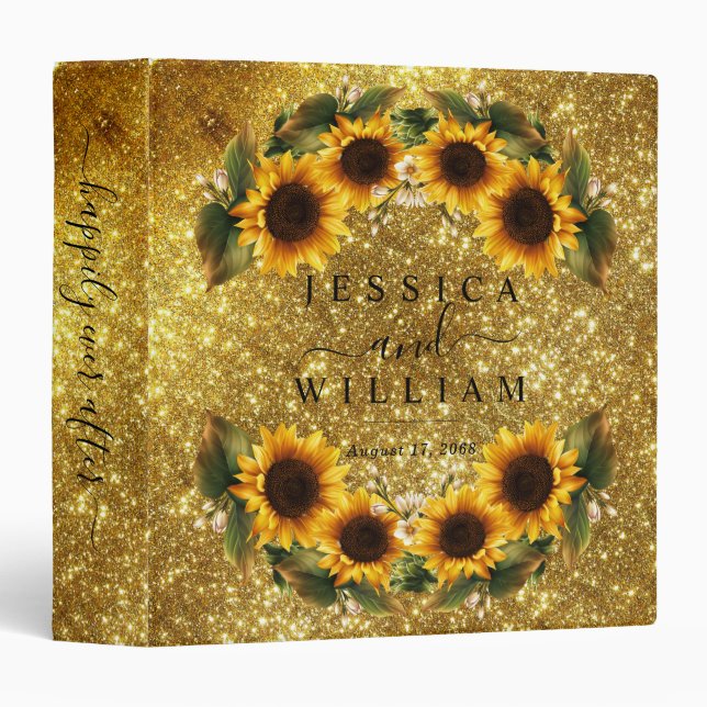 Classeur Sunflower Elégante Parties scintillant Mariage Alb (Devant/Côté)