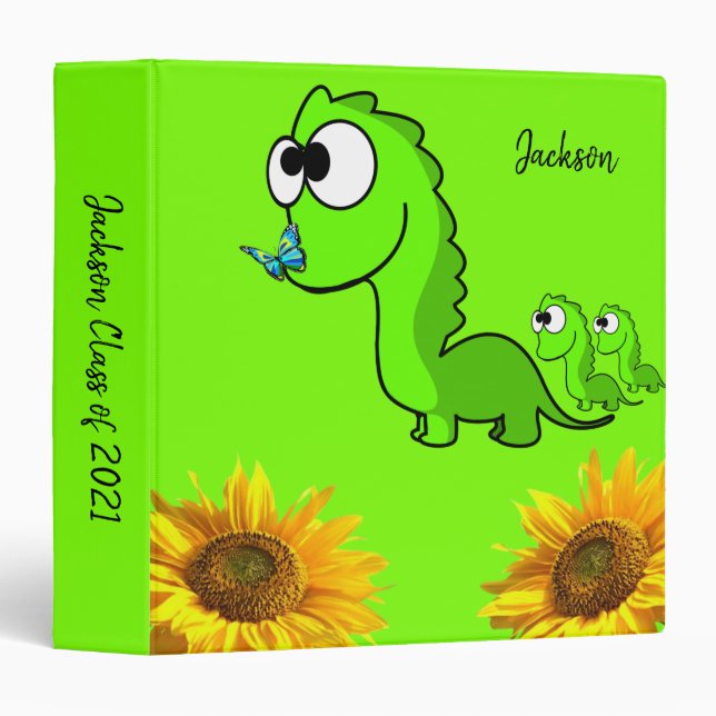 Classeur Sunflower Floral Dinosaur Classe 2021 Avery Classe (Devant/Côté)