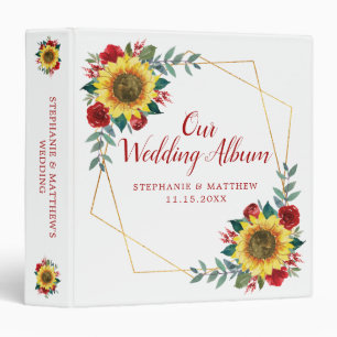 Classeur Sunflower Rouge Floral Mariage Album photo