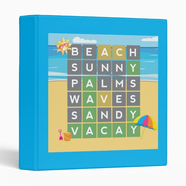 Classeur Sunny Beach Waves Vacances Puzzle de mots (Devant/Côté)