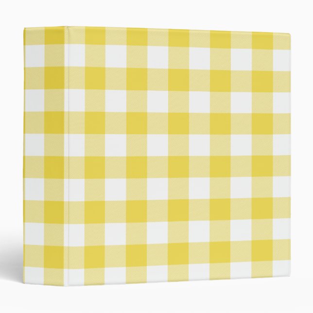 Classeur Sunshine Yellow and White Buffalo Gingham Plaid (Devant/Côté)