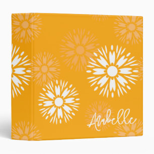 Classeur Super Orange Daisy Fleur Rétro Nom Floral