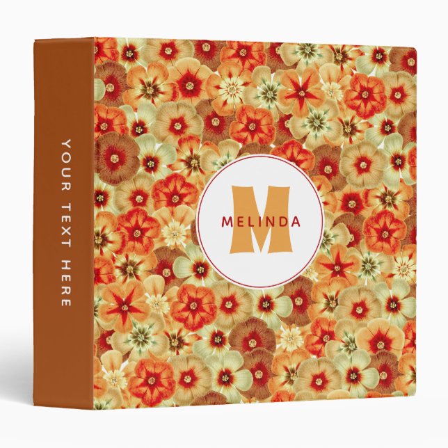 Classeur Super Retro Orange Hippie Fleurs Monogram Album (Devant/Côté)
