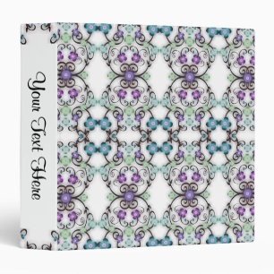 Classeur Superbe motif en dentelle de fleurs bleu violet Pe