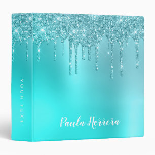 Classeur Superbes gouttes de menthe bleu aqua & parties sci