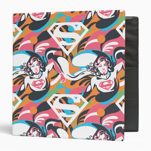 Classeur Supergirl Color Splash Swirls Pattern 4 (Devant/Intérieur)
