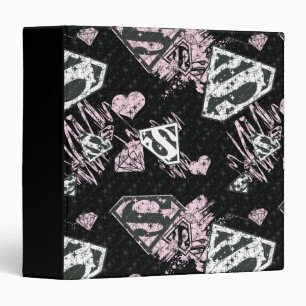 Classeur Supergirl Motif de logo rose et blanc