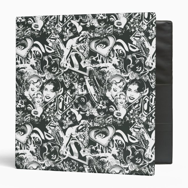Classeur Supergirl noir et blanc collage (Devant/Intérieur)