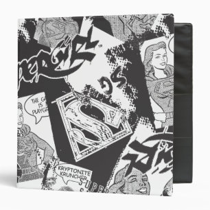 Classeur Supergirl noir et blanc collage