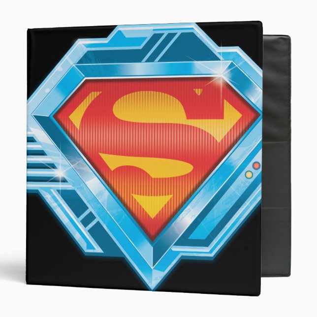Classeur Superman S-Shield | Logo en métal rouge et bleu (Devant/Intérieur)