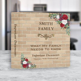 Classeur Survivant Documents de famille brique Floral