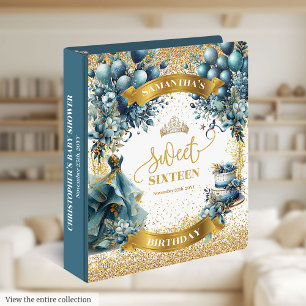 Classeur Sweet 16 Blue Gold Parties scintillant anneau Cla