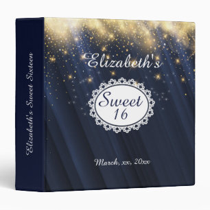 Classeur Sweet 16 Navy Blue Lace Or Étoiles Étincelles