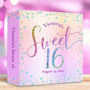 Classeur Sweet 16 Rainbow Parties scintillant Confetti Ombr