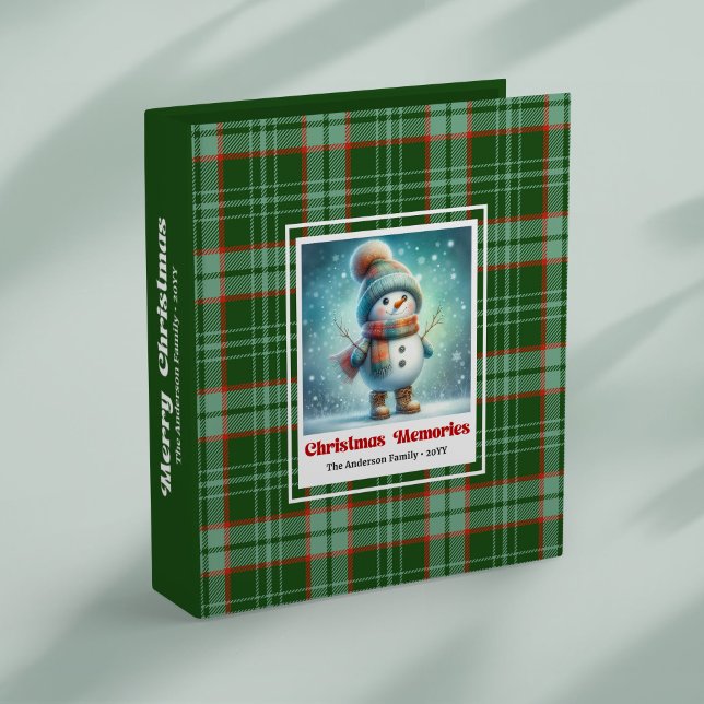 Classeur Sweet funny cute snowman Christmas photo binder (Sweet funny snowman Christmas photo binder editable)