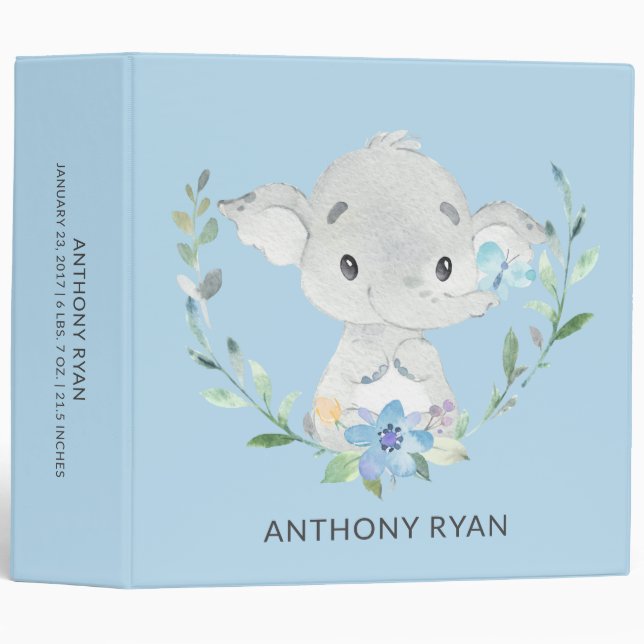Classeur Sweet Little Elephant Boys Baby Photo Album (Devant/Côté)