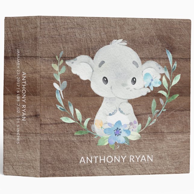 Classeur Sweet Little Elephant Boys Baby Photo Album (Devant/Côté)