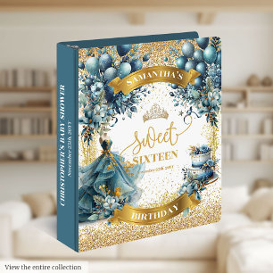 Classeur sweet sixteen bleu or étincelle