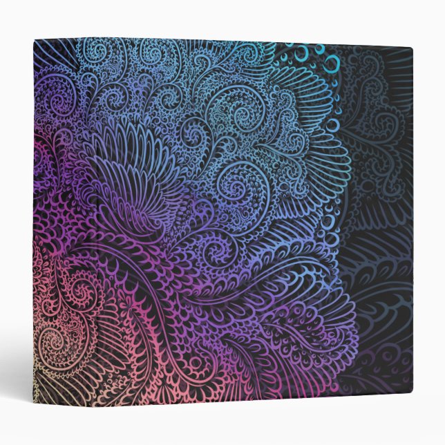 Classeur Swirl prismatique | Arc-en-ciel Fractal Feather Ar (Devant/Côté)