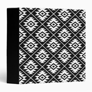 Classeur Symbole aztèque Motif stylisé blanc sur noir