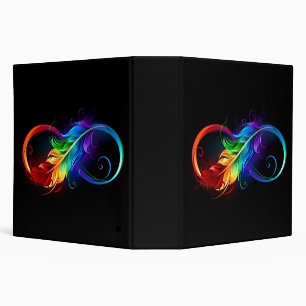 Classeur Symbole d'infini avec plume arc-en-ciel