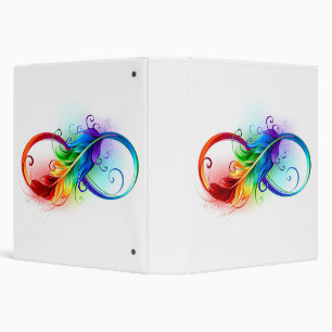 Classeur Symbole d'infini avec plume arc-en-ciel