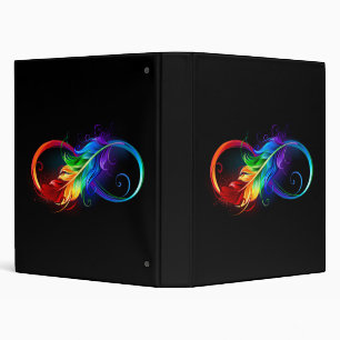 Classeur Symbole d'infini avec plume arc-en-ciel