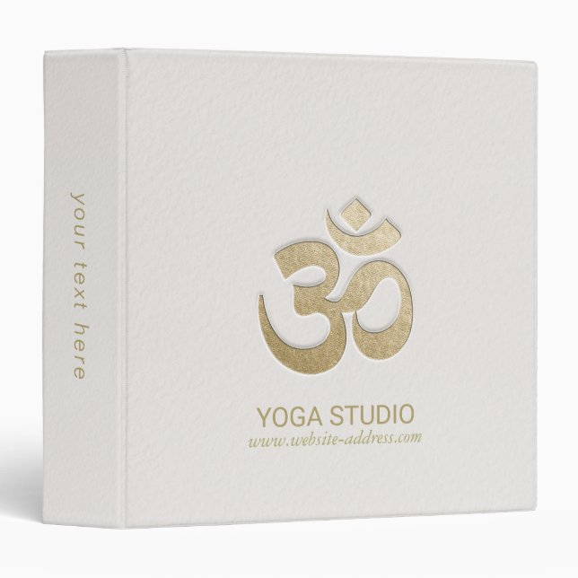 Classeur Symbole OM blanc & or Yoga Yoga Mediation instruct (Devant/Côté)