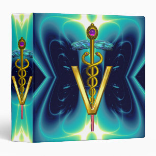 Classeur SYMBOLE VÉTÉRINAIRE CADUCE D'OR Turquoise Bleu