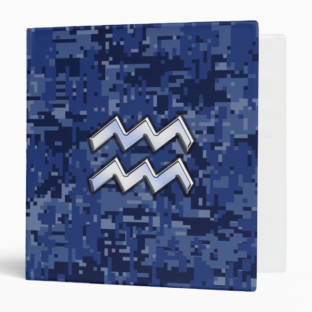 Classeur Symbole Zodiaque Aquarius sur décor camo numérique (Devant/Intérieur)