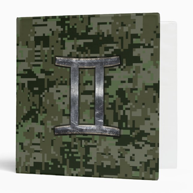 Classeur SYMBOLE Zodiaque Gemini sur Camouflage numérique v (Devant/Intérieur)