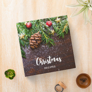 Classeur Table de Noël rustique avec pin et neige