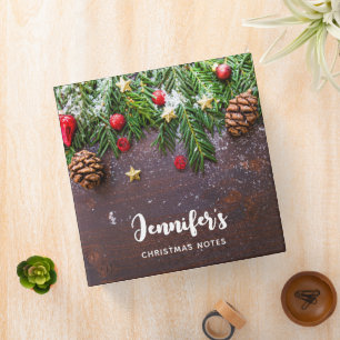 Classeur Table de Noël rustique avec pin et neige