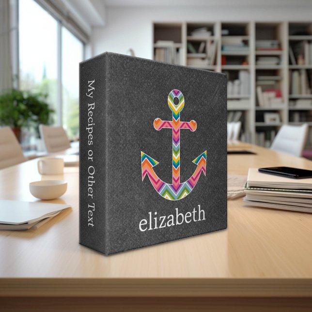 Classeur Tableau de bord d'Ancres nautiques avec Chevrons l (Custom Monogram Binder)