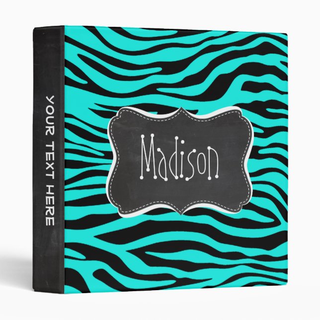 Classeur Tableau de bord ; Poster de animal bleu turquoise (Devant/Côté)