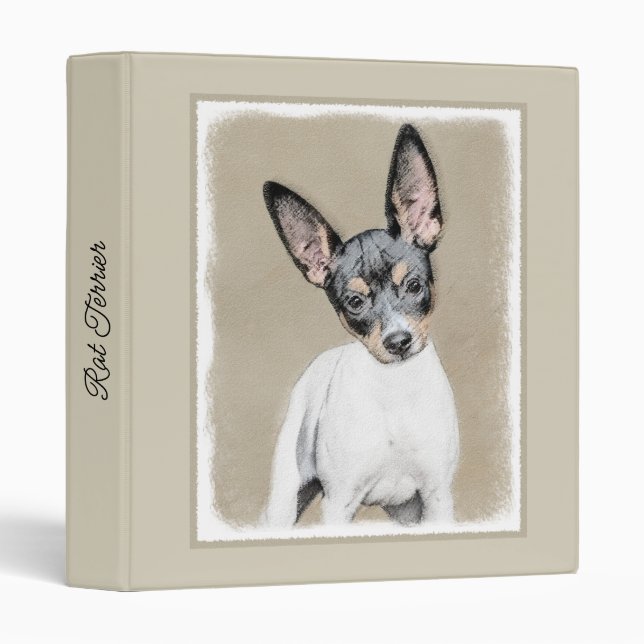 Classeur Tableau Rat Terrier - Cute Original Chien Art 3 Ri (Devant/Côté)
