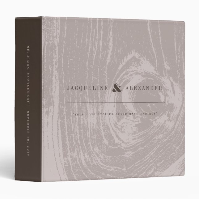 Classeur Tan Rustic Woodgrain Journal Mariage de automne d' (Devant/Côté)