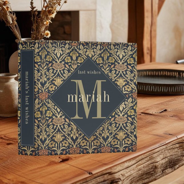 Classeur Tan Tapestry William Morris Plan de fin de vie (Tan Tapestry William Morris End of Life Planner 3 Ring Binder)