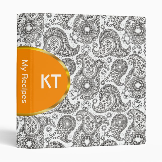 Classeur Tangerine Black Paisley (Devant/Côté)