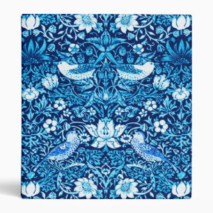 Classeur Tapisserie Art Nouveau Oiseau et Fleur, Bleu foncé