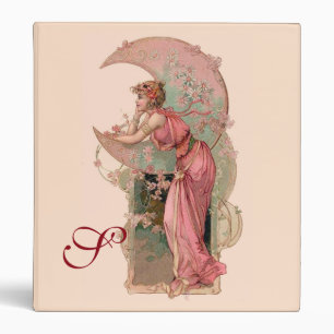 CLASSEUR TAROTS/ LADY DE LA LUNE, FLEURS EN MONOGRAMME ROSE