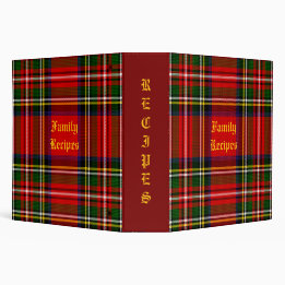 Classeur Tartan de Clan Royal Stewart Recette Personnalisée