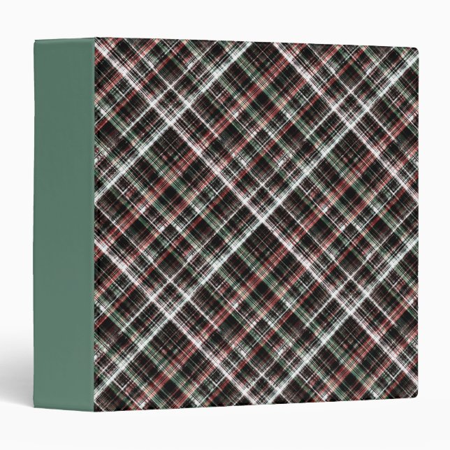 Classeur Tartan de Noël texturé. (Devant/Côté)