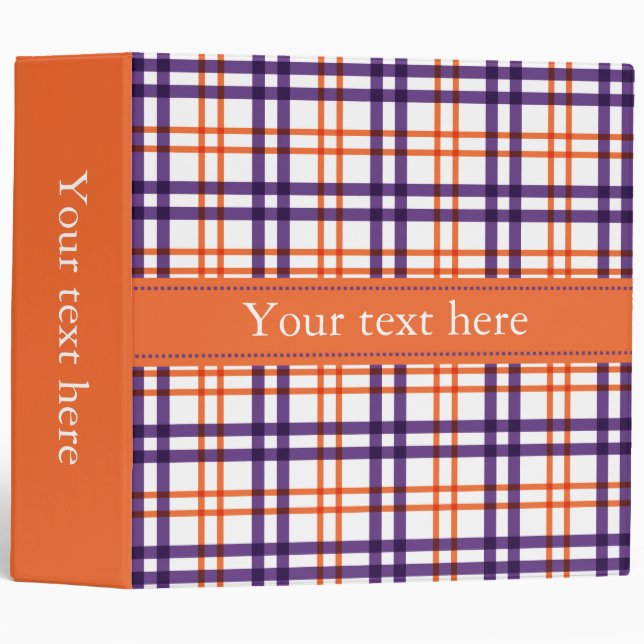 Classeur Tartan pourpre et orange (Devant/Côté)