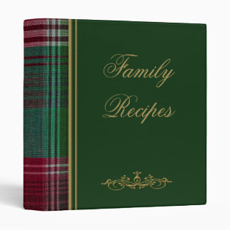Classeur Tartan Recettes de Famille Vert, Rouge Bl